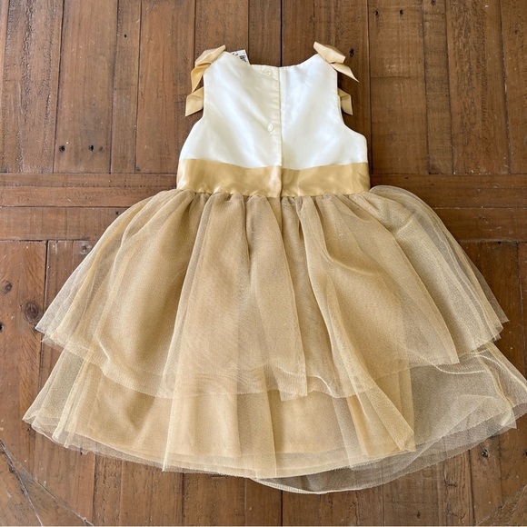 Janie and jack metallic gold colorblock tulle party dress nwt - Picture 7 of 8